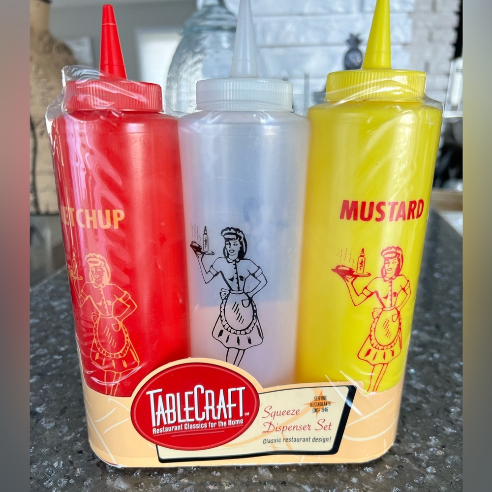 NEW Table Craft Condiment Squeeze Bottles Ketchup Mustard Vinegar